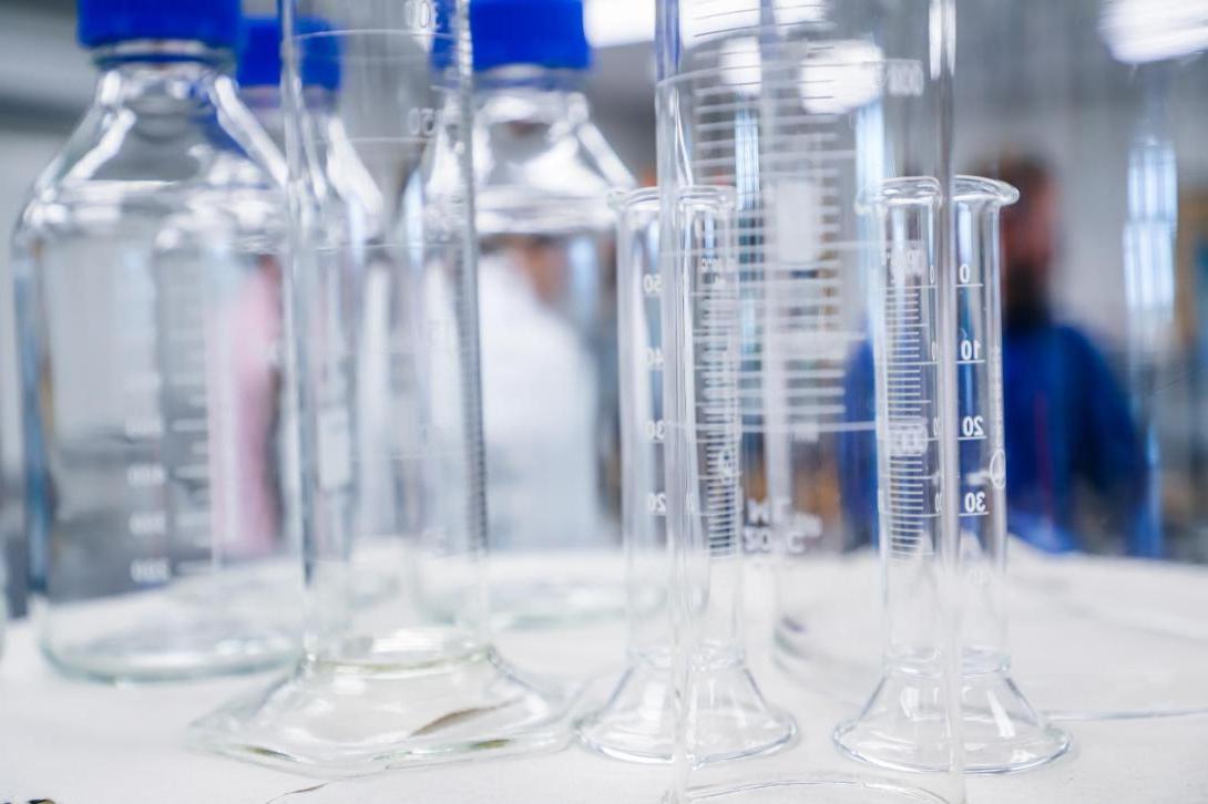 Test tubes in a biochemistry lab